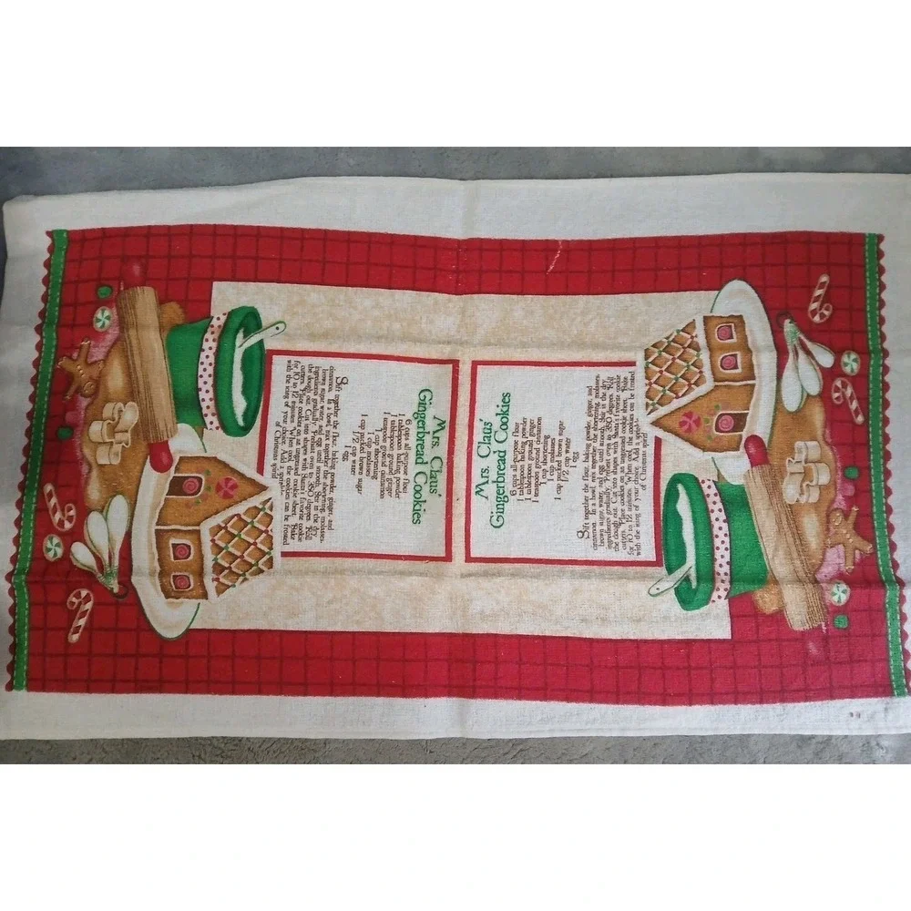 Christmas Gingerbread‎ Kitchen Dish Towels Hots Pads Candy Cane Cookies Recipe